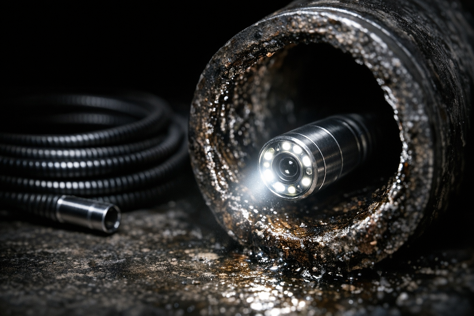 Plumbing camera inspection — HD video diagnostics inside residential drain pipes in Montreal
